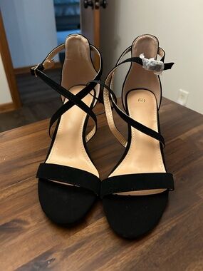 Elegant Black Strappy High Heels with Ankle Strap